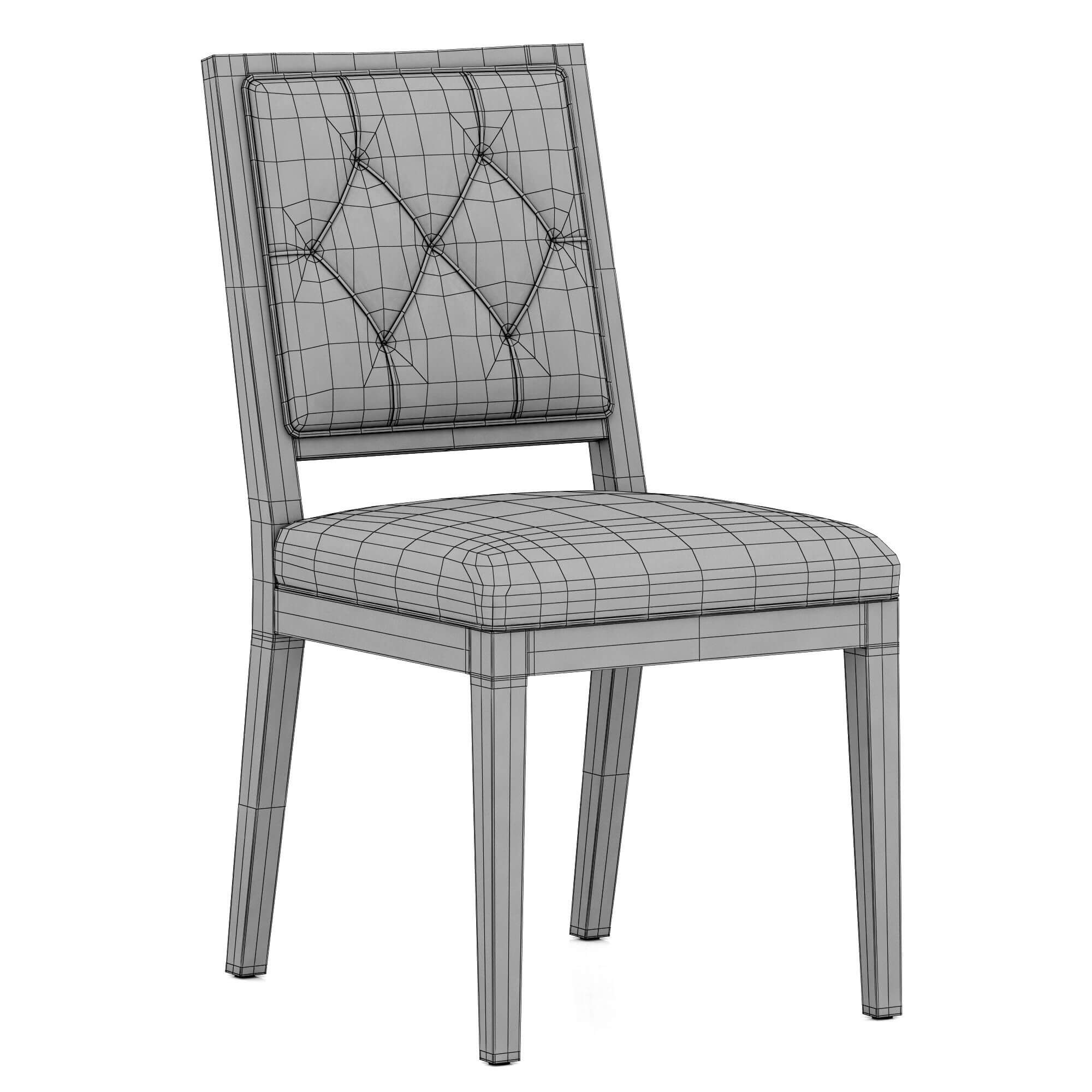 RH French Contemporary Tufted Square Chair 3D Model by zifir3d