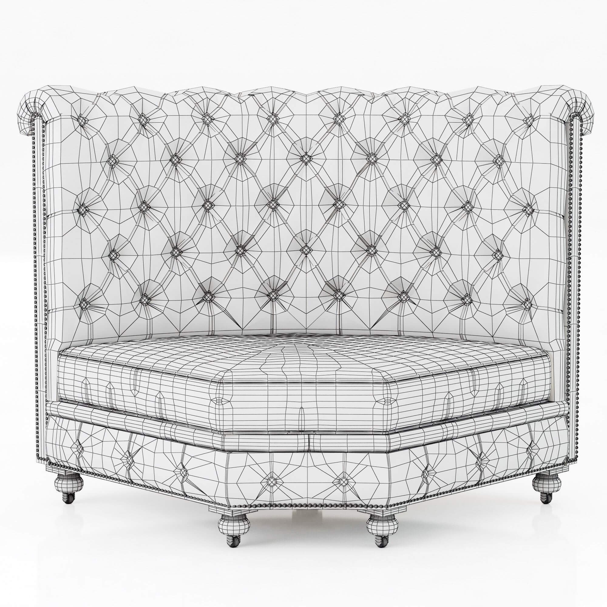 RH Kensington Leather Corner Banquette 3D Model by zifir3d