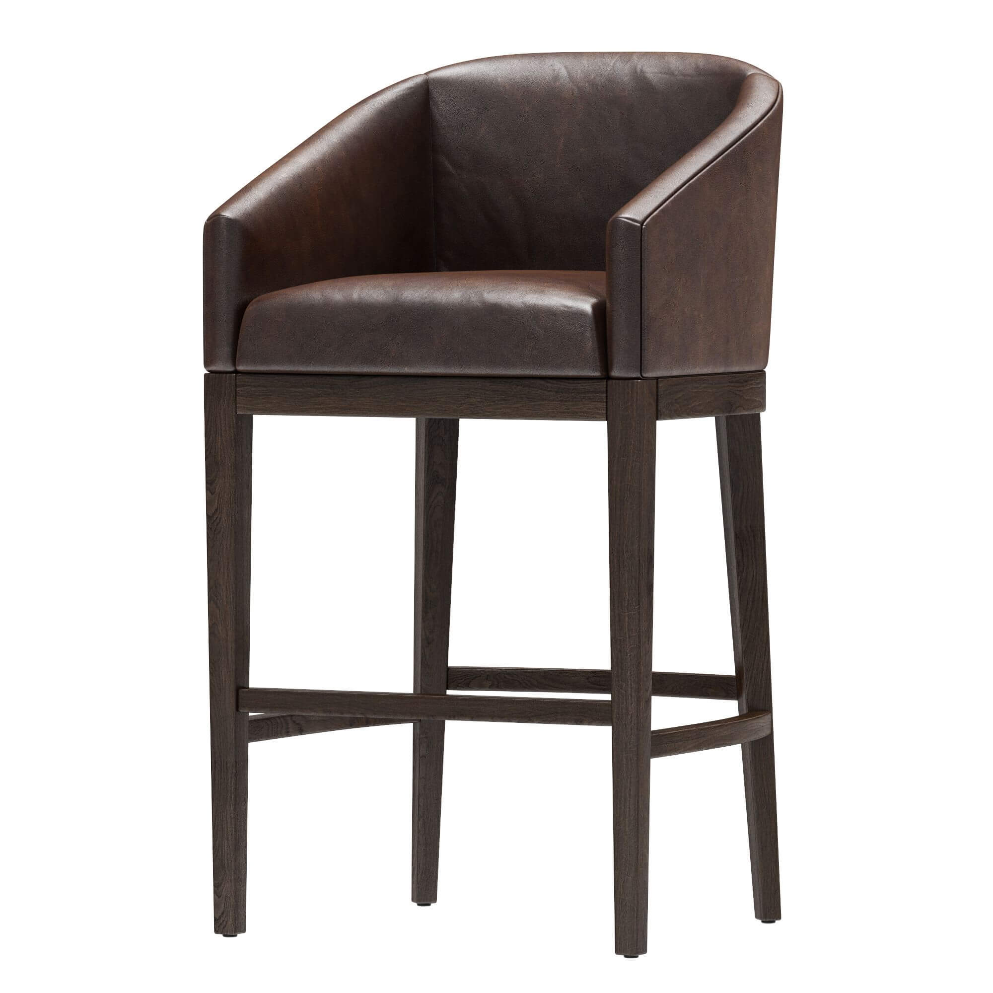 RH Barrelback Slope Leather Stool 3D Model by zifir3d