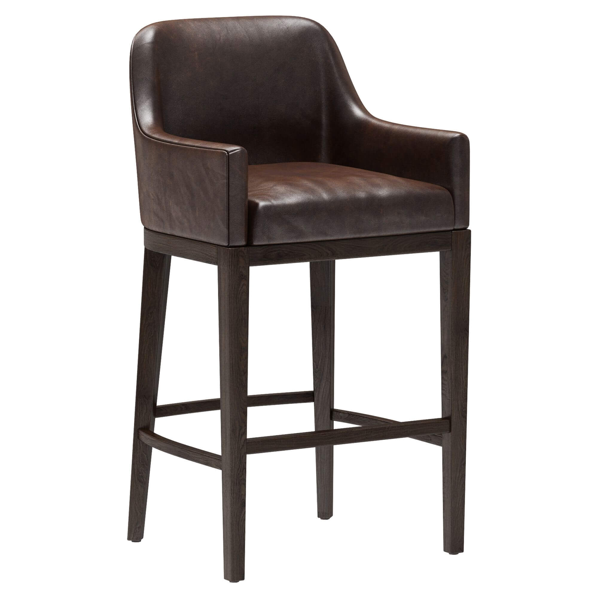 RH Morgan Curved-Back Track Leather Stool 3D Model by zifir3d