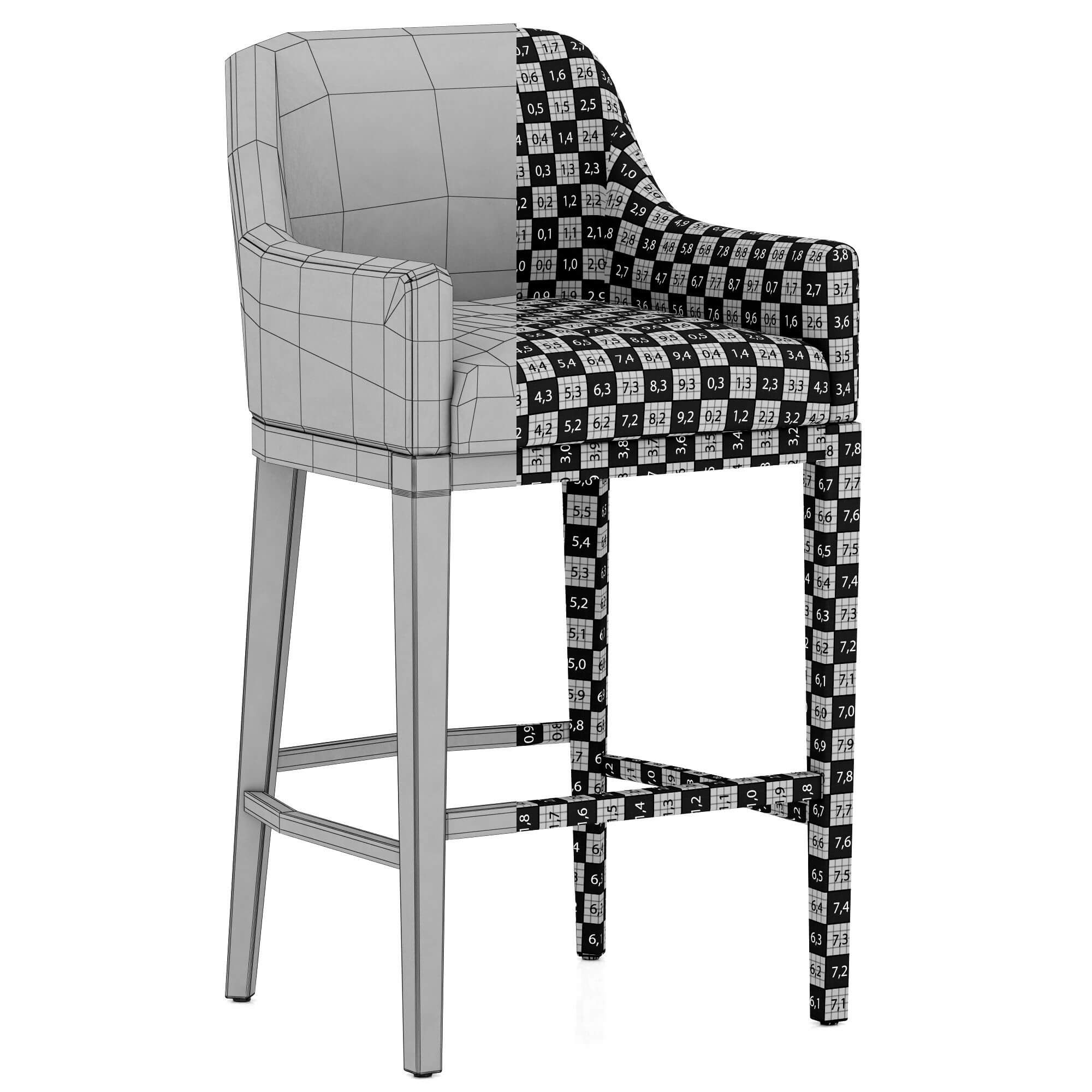 RH CurvedBack Track Leather Stool 3D Model by zifir3d