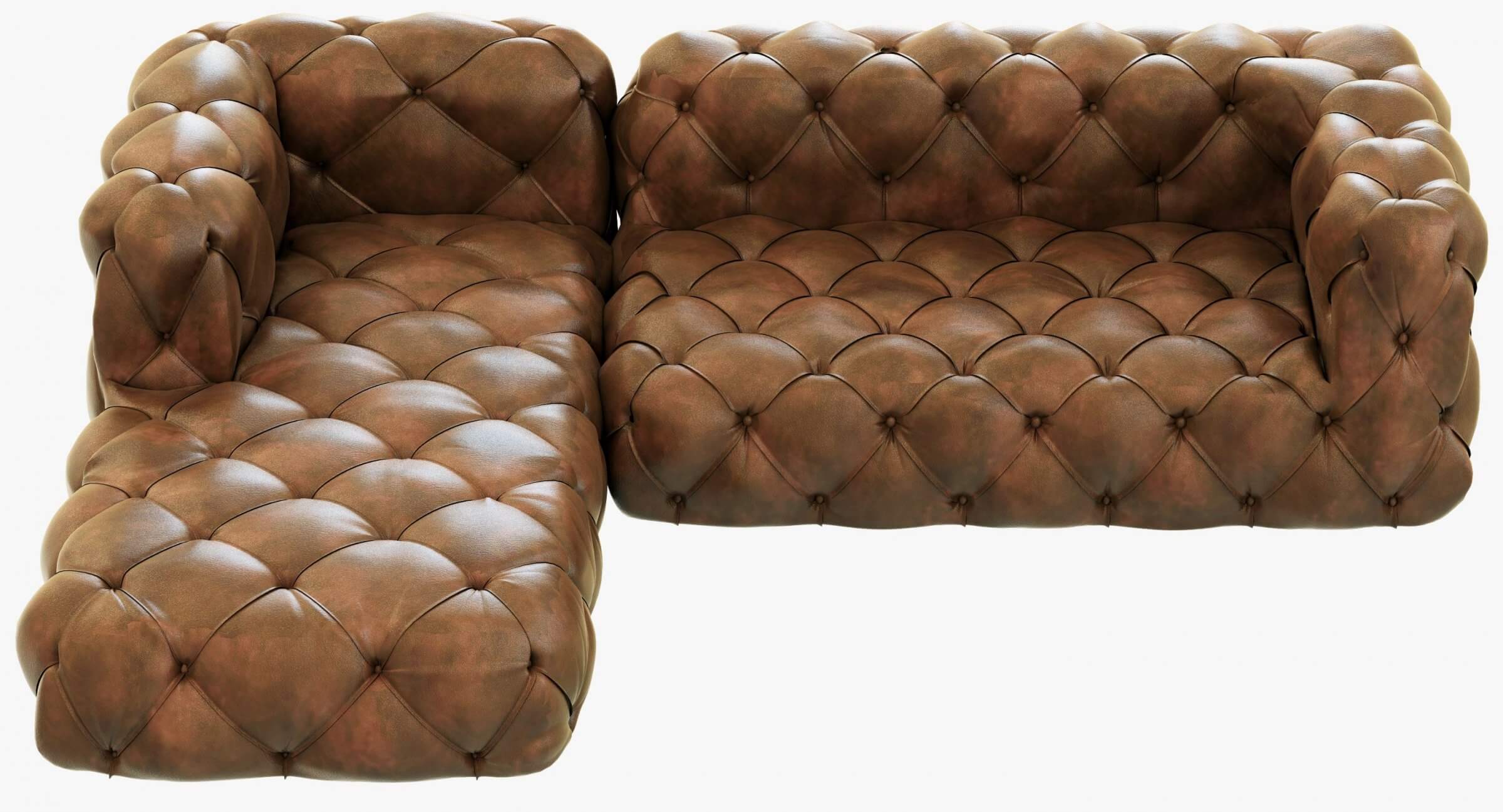 RH Soho Tufted Leather LeftArm Sofa 3D Model by zifir3d