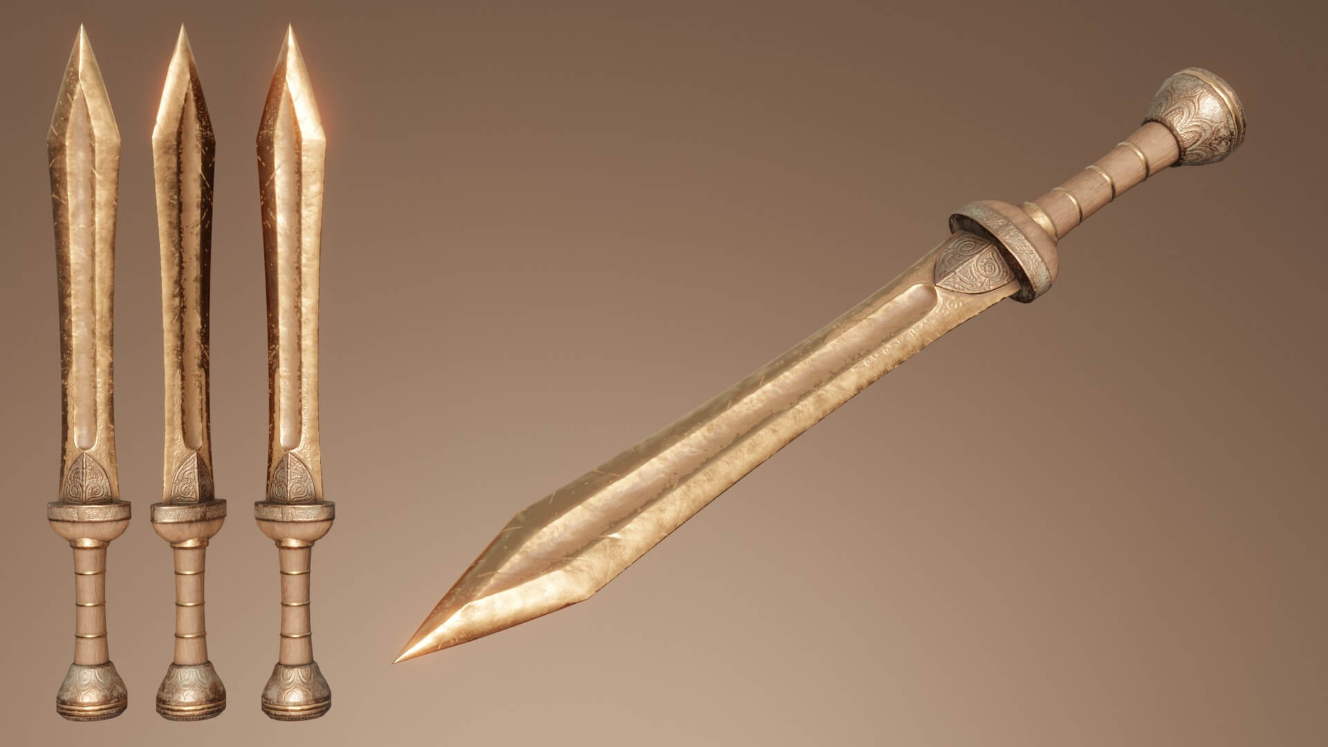 Bronze Weapons Fantasy Set 3D Model by Zilbeerman
