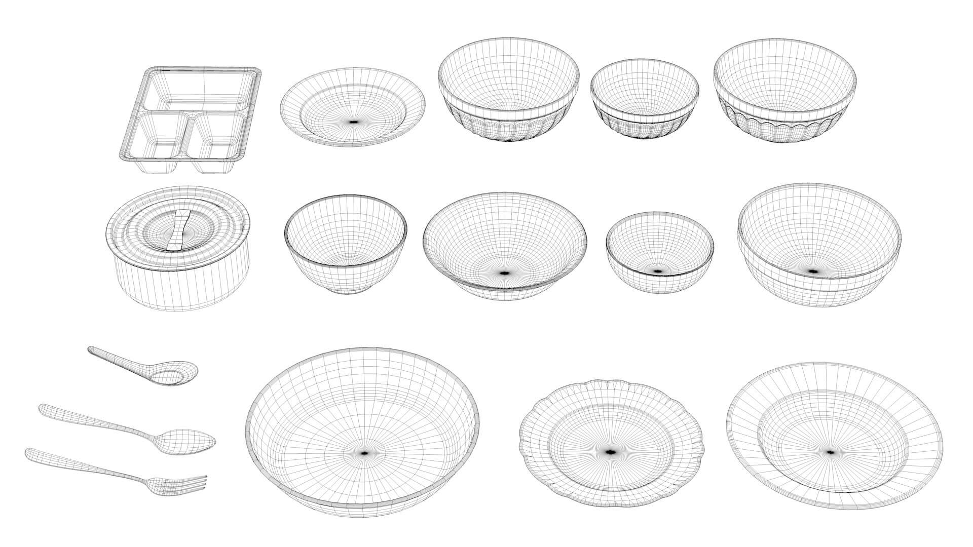 Tableware Collection 1 3D Model by Zombieblack