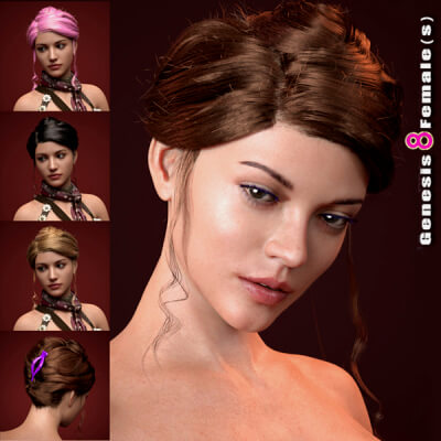 dForce_French Twist Hair for Genesis 8 Females by zoro_d
