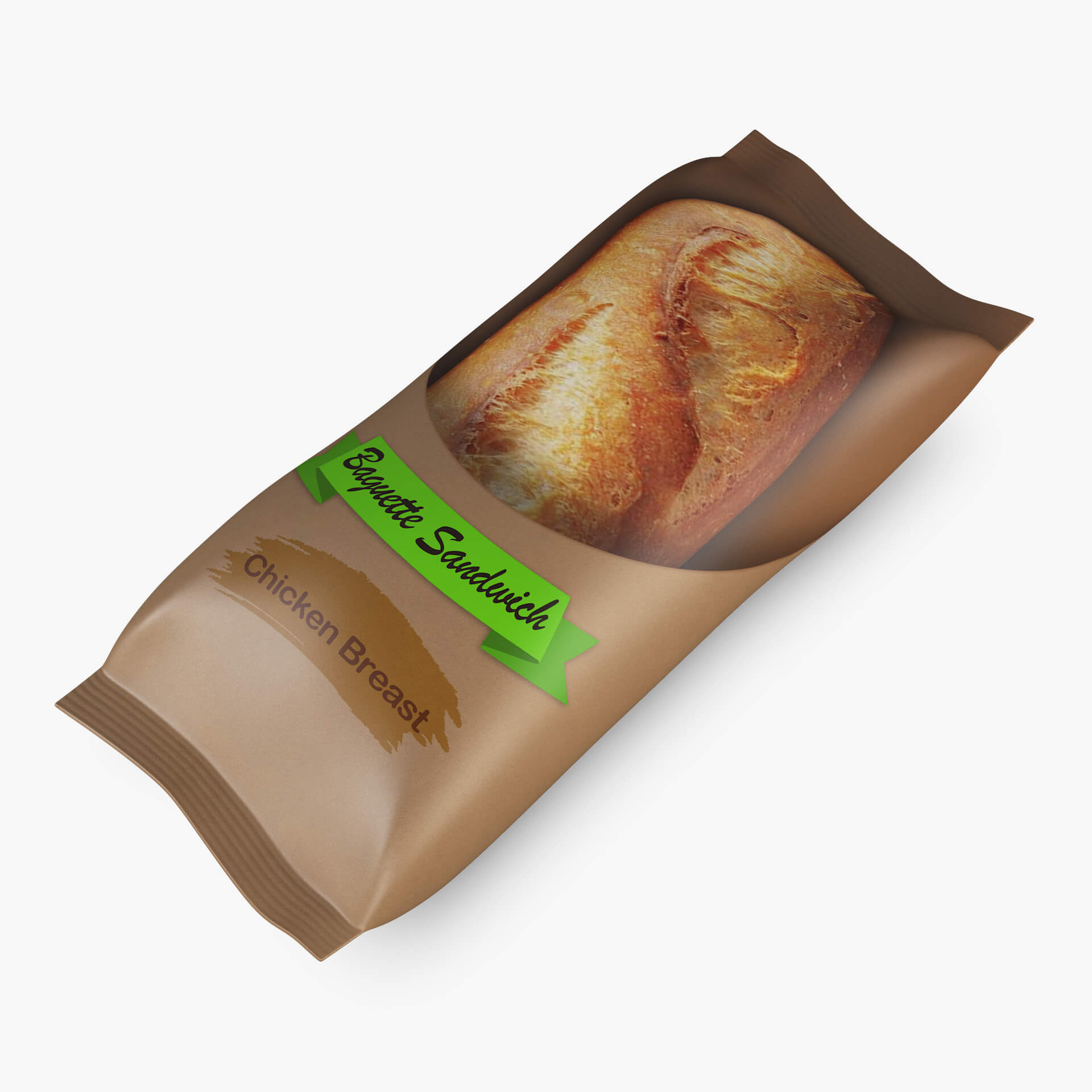 Baguette Sandwich Packaging Simple M 1 - 3D Model by Zurel