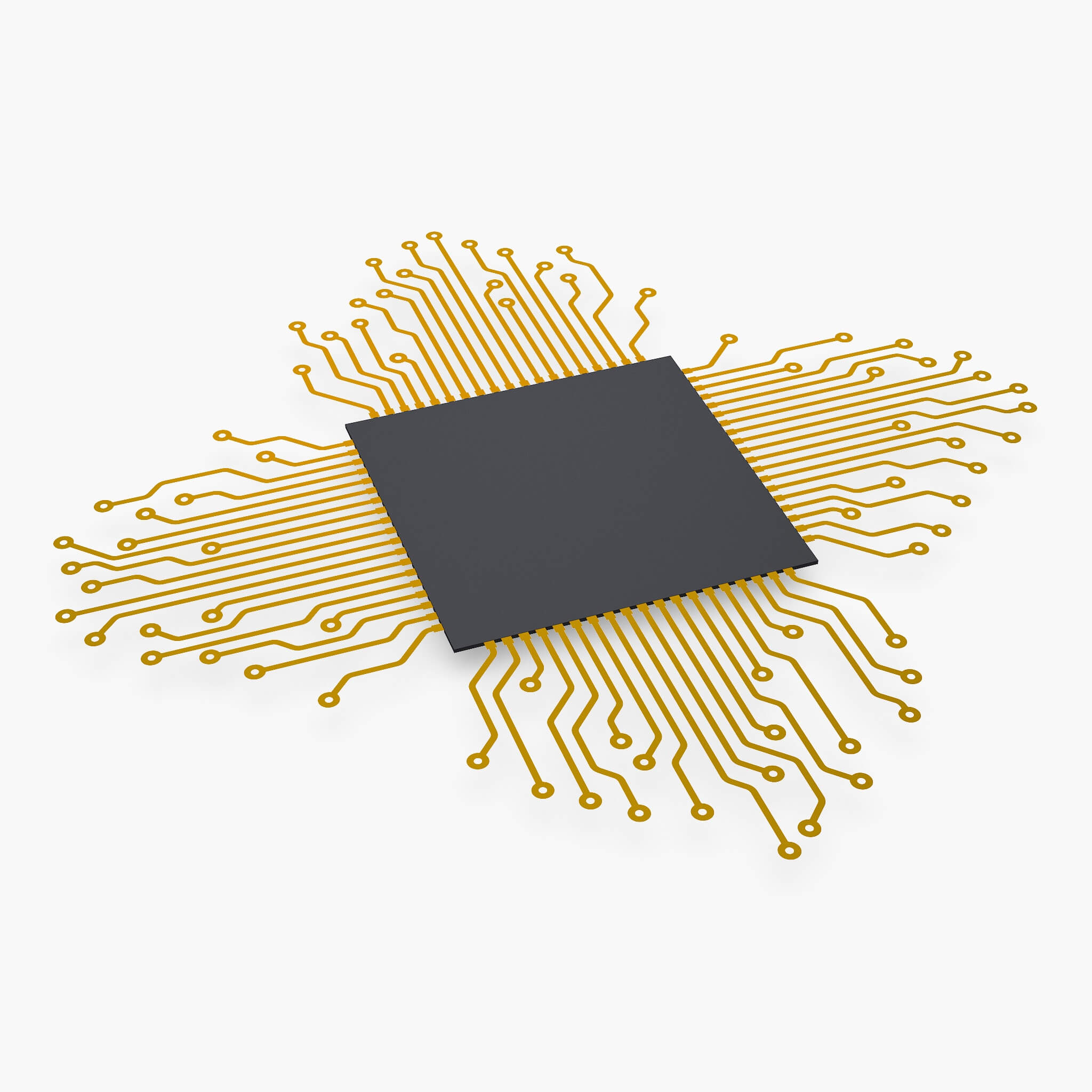 CPU Processor with Circuit Board Elements M1 - 3D Model by Zurel
