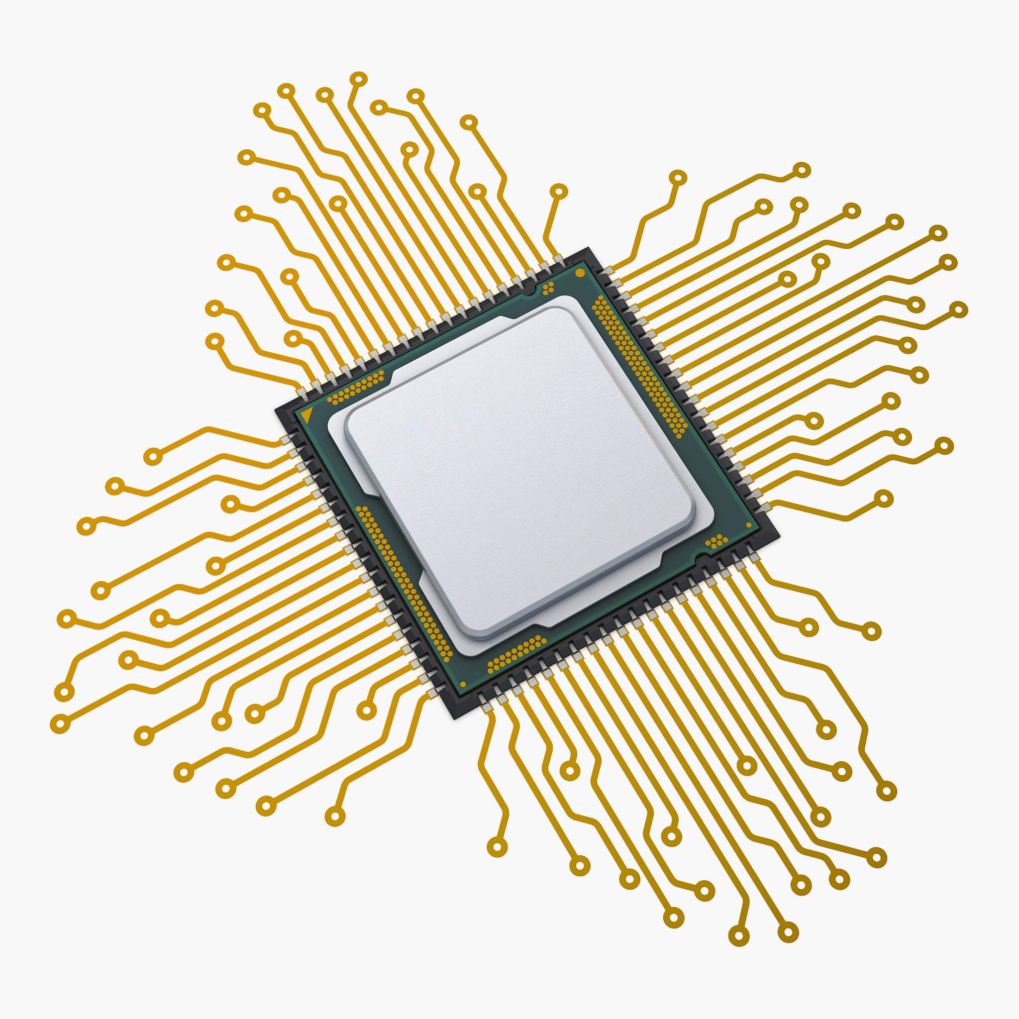 CPU Processor with Circuit Board Elements M1 - 3D Model by Zurel
