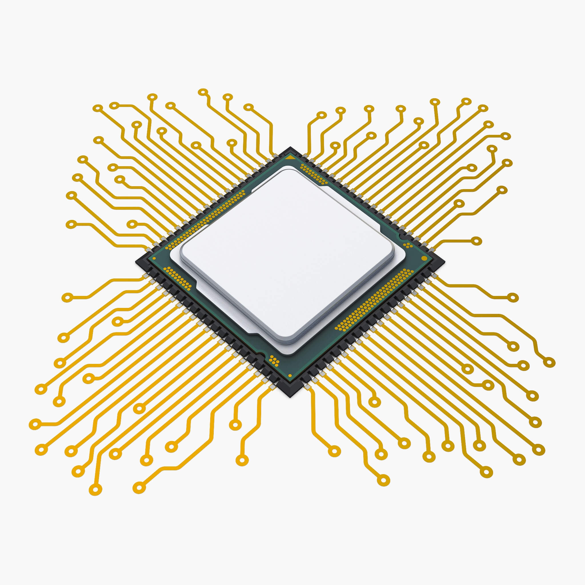 CPU Processor with Circuit Board Elements M1 - 3D Model by Zurel