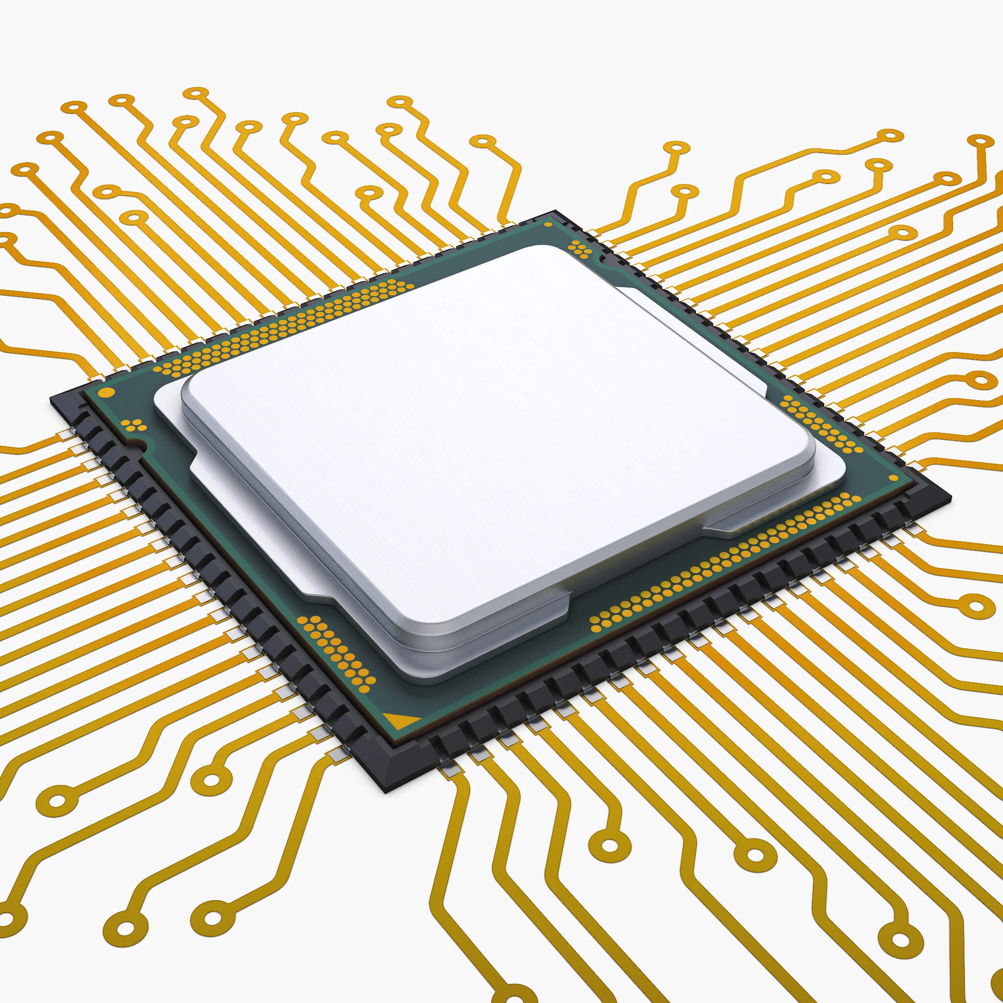 CPU Processor with Circuit Board Elements M1 - 3D Model by Zurel