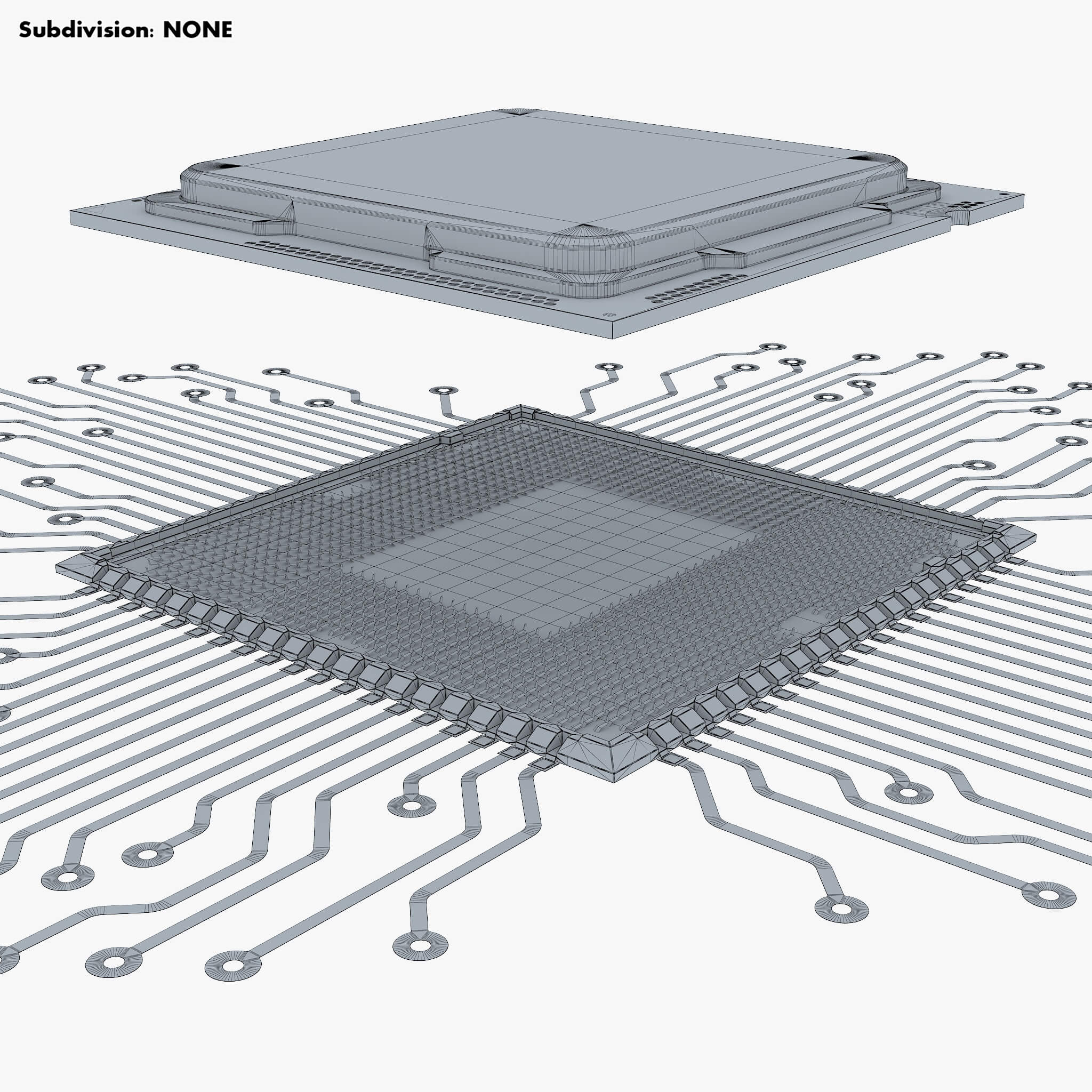 CPU Processor with Circuit Board Elements M1 - 3D Model by Zurel