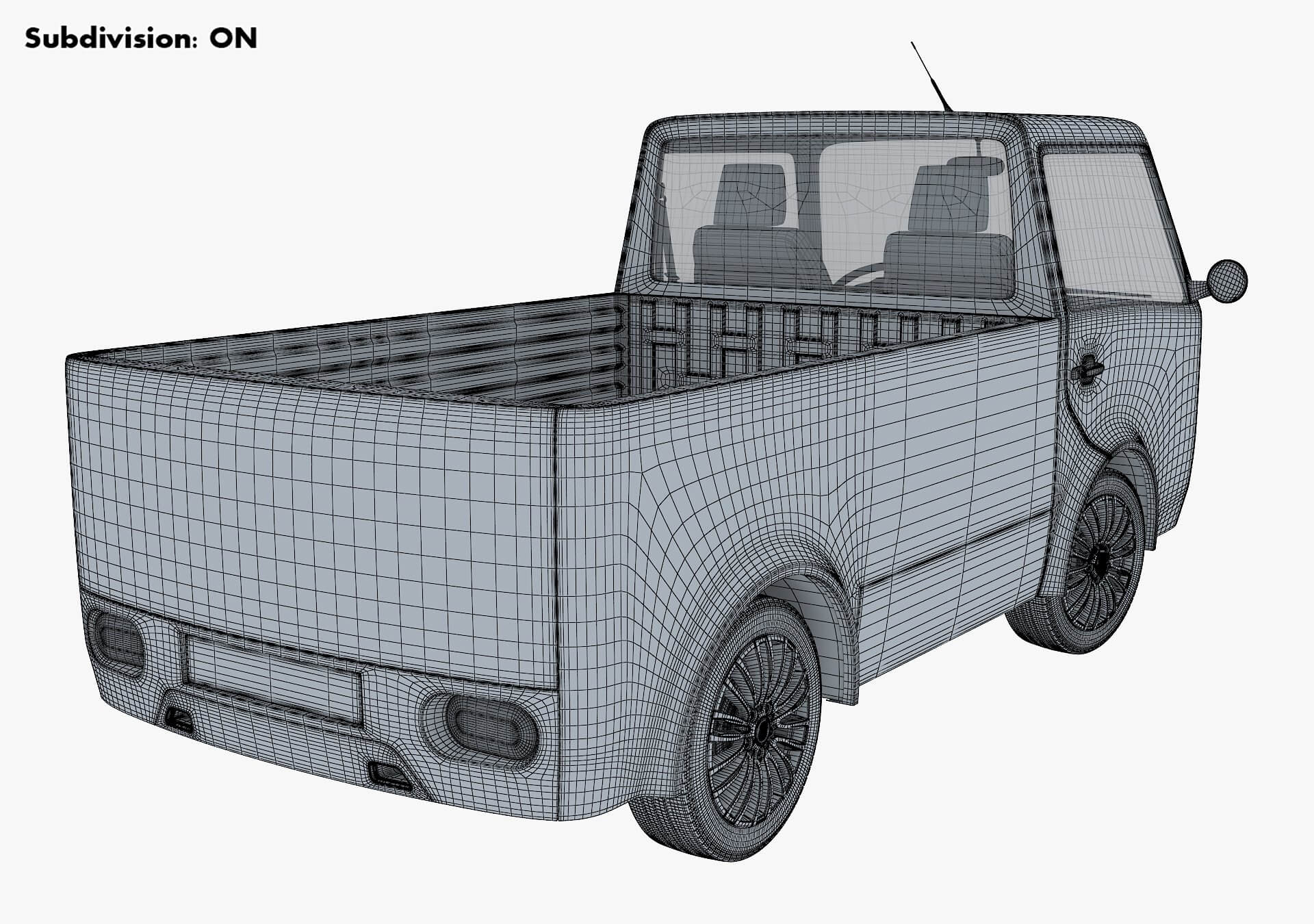 Kei Truck Concept Retro Style Blue - 3D Model by Zurel