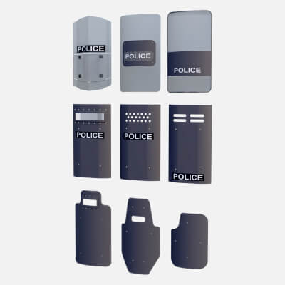 Riot and Tactical Police Shields Set M1 - 3D Model by Zurel