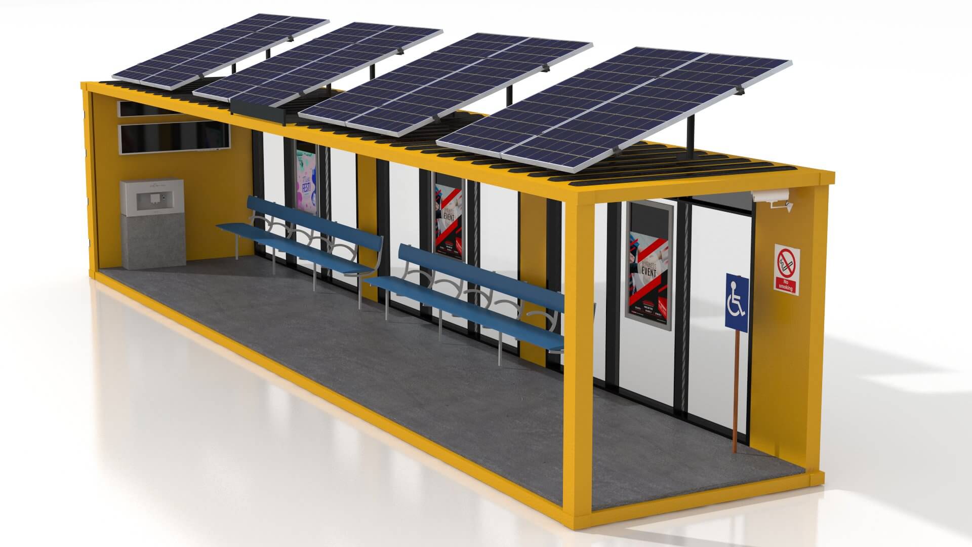 40 Foot Container Bus Stop - 3D Model by zyed