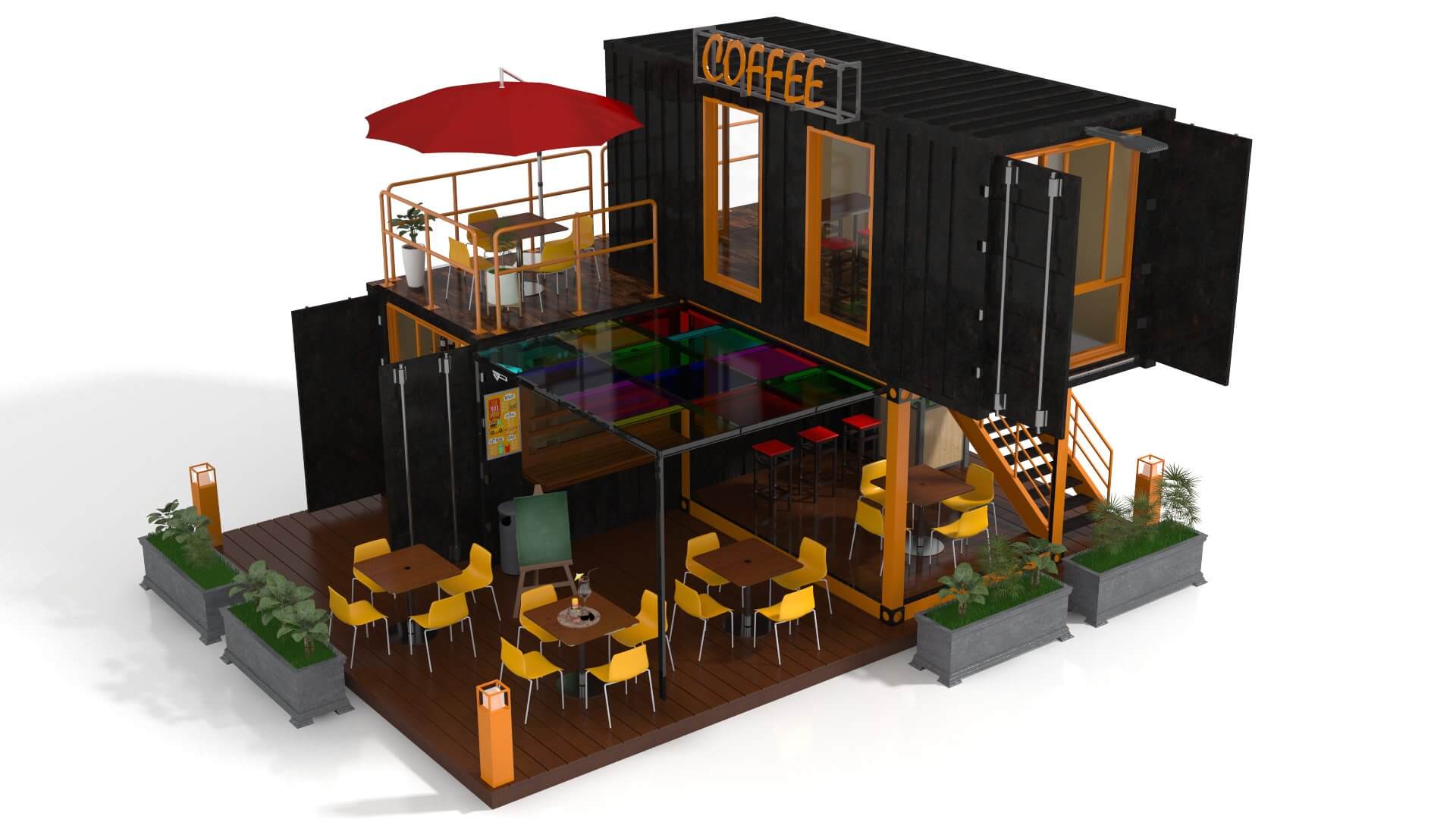 Container Coffee Shop 3D Model by zyed