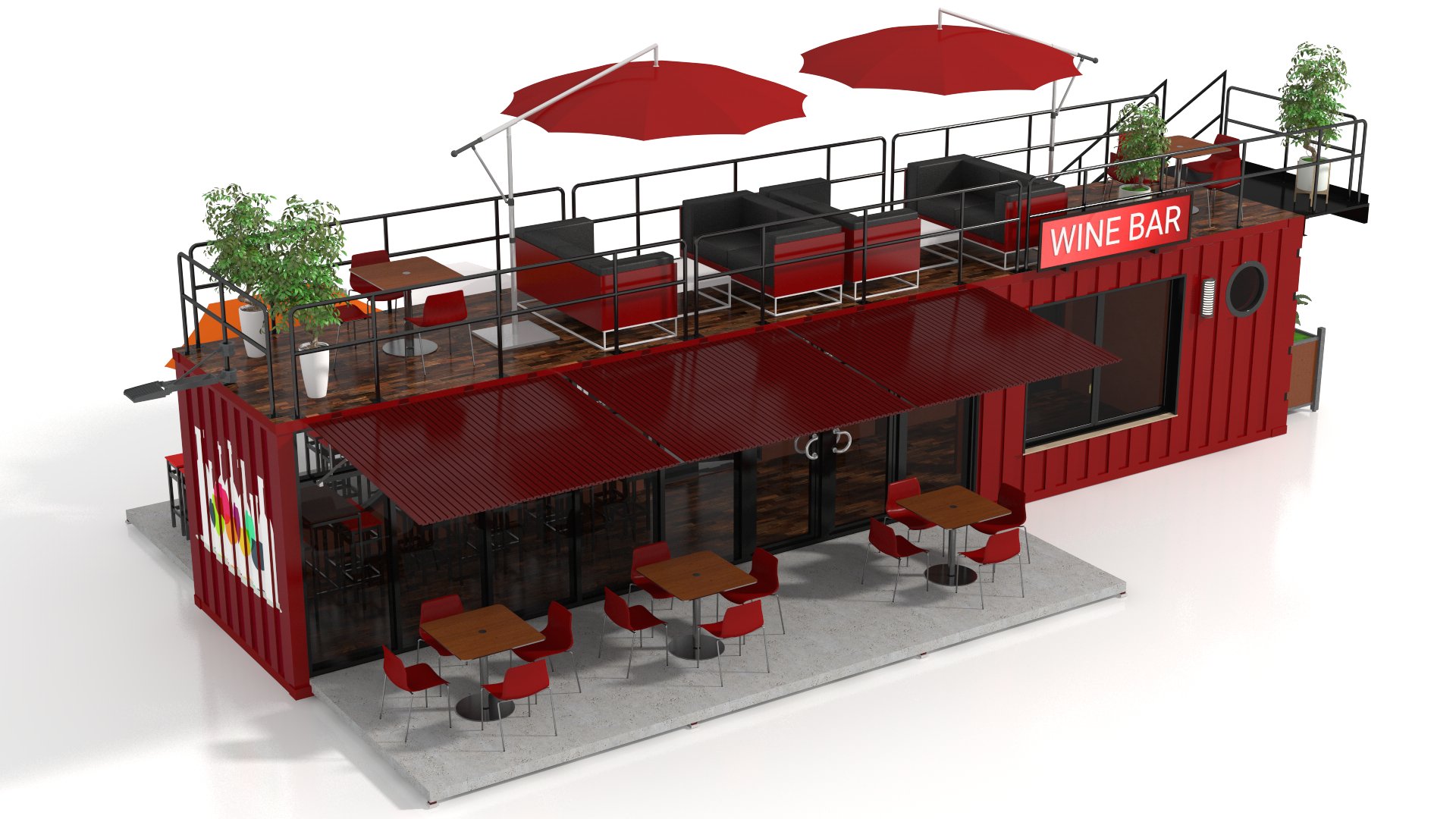 Container Wine Bar 3D Model by zyed