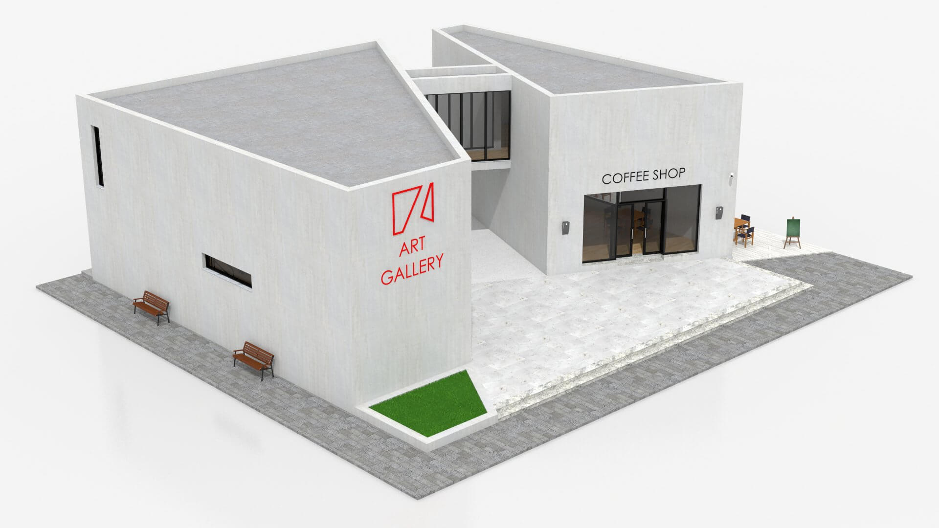 Gallery Design Model Contemporary Art Gallery - 3D Model by zyed