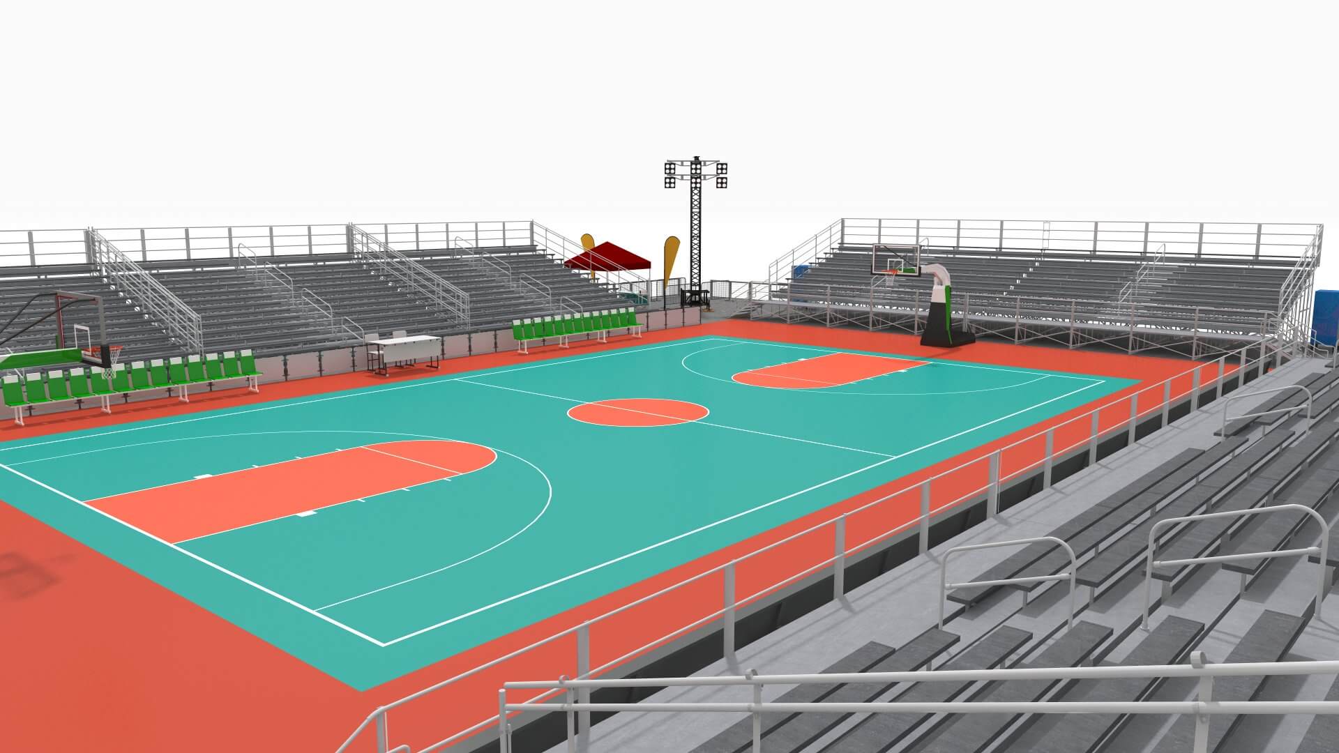 Outdoor Basketball Stadium 3D Model by zyed