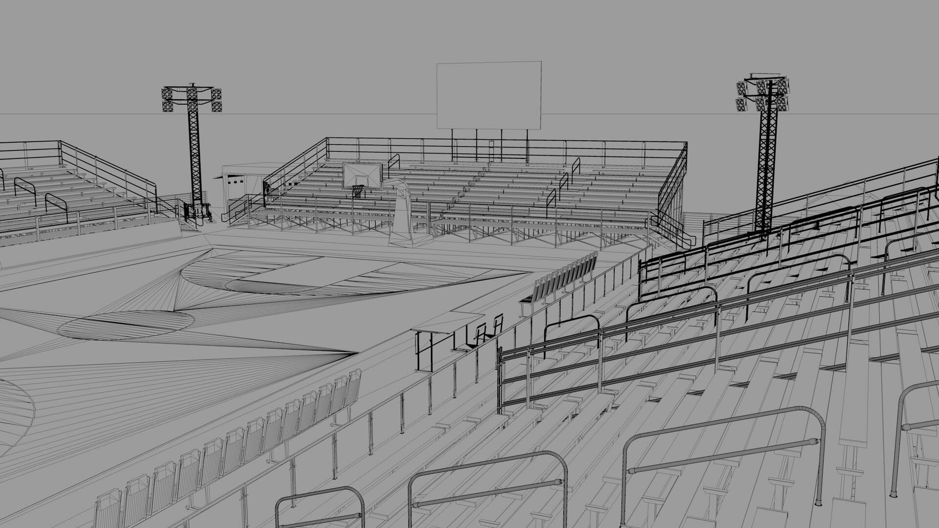 Outdoor Basketball Stadium 3D Model by zyed