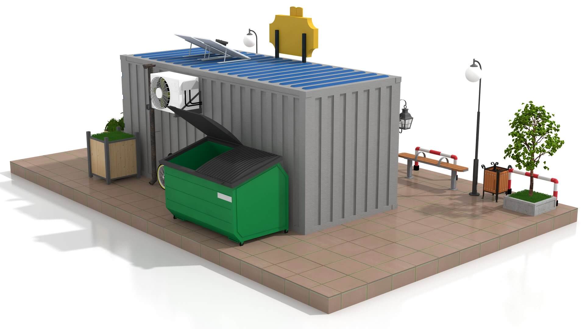 Shipping Container Book Store 3D Model by zyed