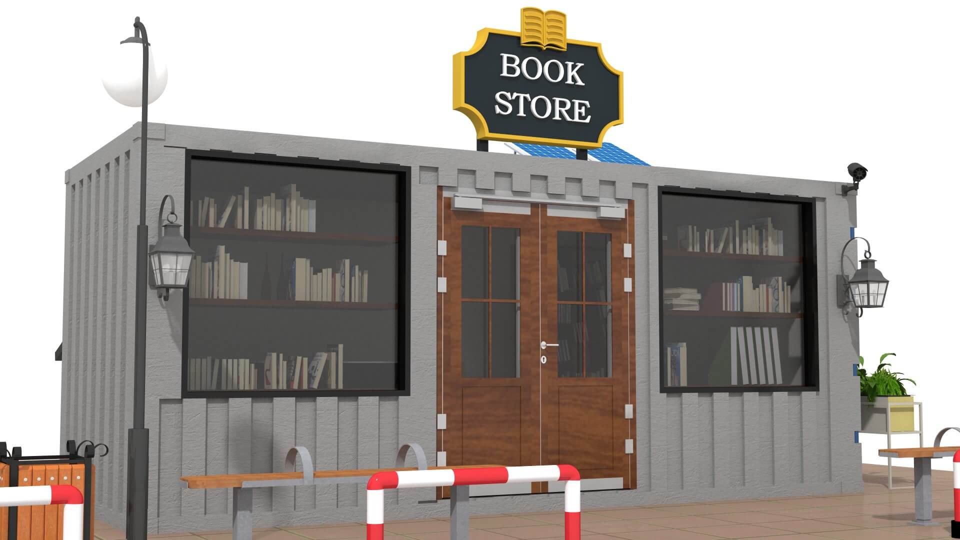 Shipping Container Book Store 3D Model by zyed